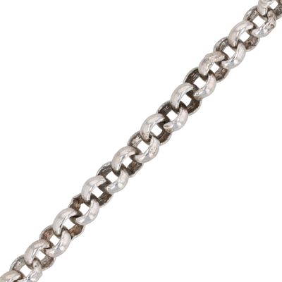 Sale Photo Thumbnail #566: Signed Italy Sterling Silver 4mm Heavy Rolo Chain Necklace