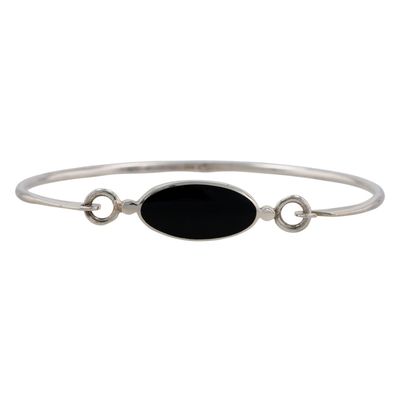 Sale Photo Thumbnail #558: Boma Sterling Silver Onyx Oval Clasp Bracelet