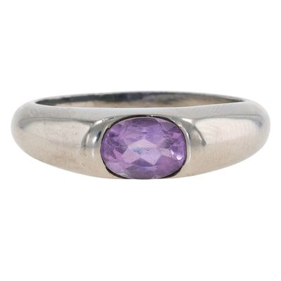 Sale Photo Thumbnail #584: Signed Sterling Silver Amethyst Oval Band Ring Size 7