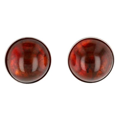 Sale Photo Thumbnail #547: Sterling Silver Amber Large Round Earrings