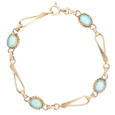 Sale Photo Thumbnail #242: Vintage 14K Gold Filled Opal Swoop Link Bracelet