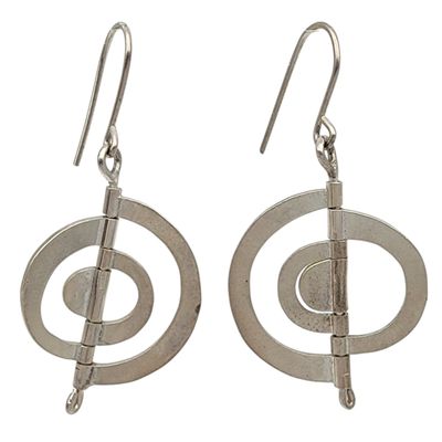 Sale Photo Thumbnail #493: Silver Kinetic Orbit Fold Earrings