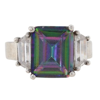 Sale Photo Thumbnail #548: Sterling Silver CZ Three Stone Ring Size 7.5
