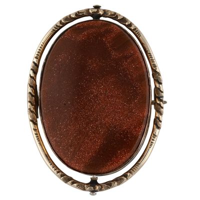 Sale Photo Thumbnail #294: Victorian Gold Filled Sunstone Crystal Rotating Locket Brooch