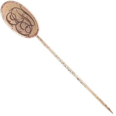 Sale Photo Thumbnail #338: Antique Gold Filled Engraved Monogram Oval Stick Pin