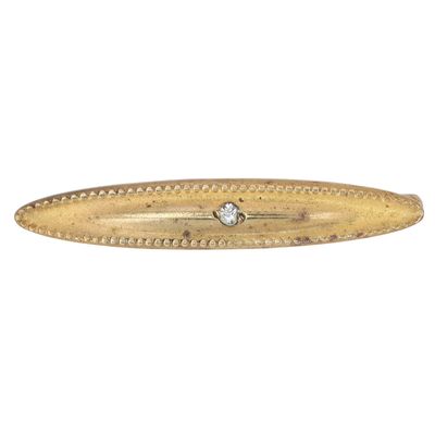 Sale Photo Thumbnail #325: Antique Gold Filled Rhinestone Oval Milgrain Bar Brooch