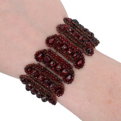 Sale Photo Thumbnail #282: Antique Gold Over Silver Bohemian Garnet Wide Bracelet