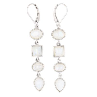 Sale Photo Thumbnail #557: Signed Sterling Silver Moonstone Dangle Earrings