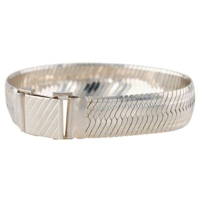 Sale Photo Thumbnail #542: Milor Italy Sterling Silver Thick Herringbone Chain Bracelet