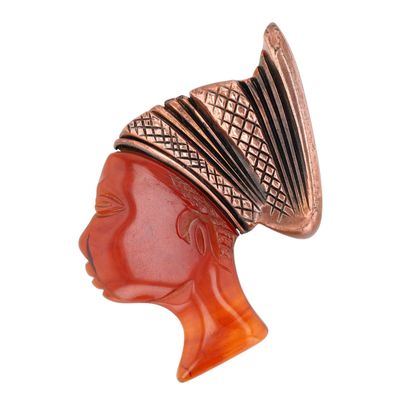 Sale Photo Thumbnail #194: Lucite and Copper African Queen Brooch