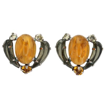 Sale Photo Thumbnail #54: Schreiner Of New York Marbled Amber Glass Earrings