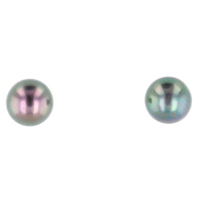 Sale Photo Thumbnail #415: Signed 14K Yellow Gold Black Pearl Stud Earrings