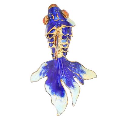 Sale Photo Thumbnail #161: Gold Plated Metal Cloisonne Enamel Articulated Koi Fish Pendant