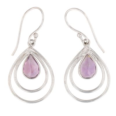Sale Photo Thumbnail #578: Sterling Silver Amethyst Teardrop Dangle Earrings