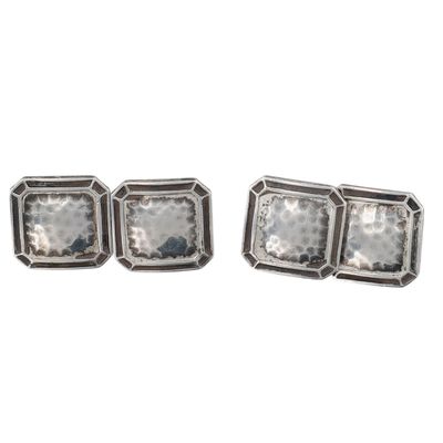 Sale Photo Thumbnail #148: Sterling Silver Hammered Square Cufflinks