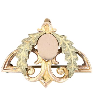 Sale Photo Thumbnail #380: Signed Two Tone Gold Filled Oak Leaf Signet Collar Clip Brooch