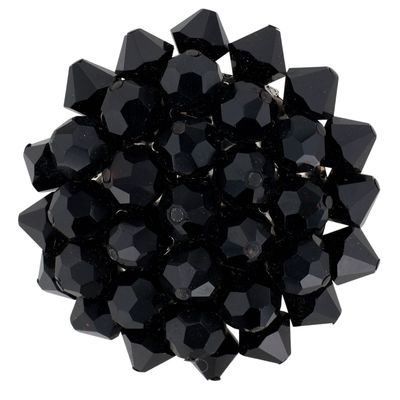 Sale Photo Thumbnail #87: Silver Tone Black Glass Bead Domed Cluster Brooch