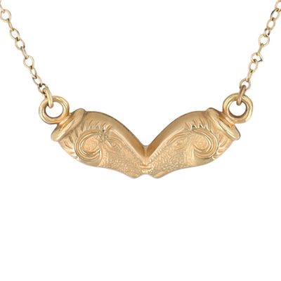 Sale Photo Thumbnail #207: Carla 12K Gold Filled Double Ram Head Hollow Form Necklace