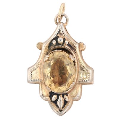 Sale Photo Thumbnail #376: Victorian Gold Filled Spinel Embossed Drop Pendant