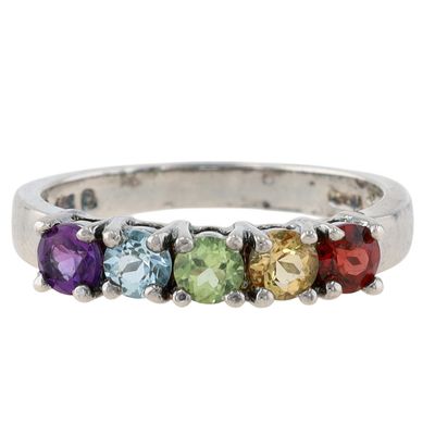 Sale Photo Thumbnail #577: Ross Simons Sterling Silver Multi-Stone Ring Size 7