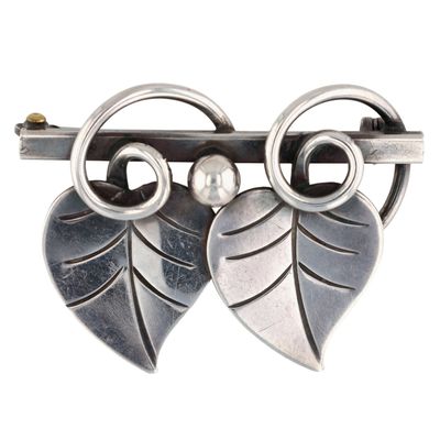 Sale Photo Thumbnail #424: Georg Jensen Inc. Sterling Silver Autumn Leaves Brooch