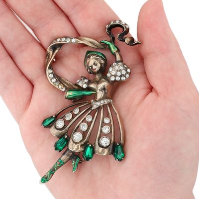 Sale Photo Thumbnail #67: Eisenberg Sterling Metallic Enamel Ballerina Brooch Book Piece