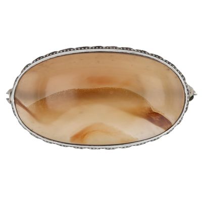 Sale Photo Thumbnail #545: Sterling Silver Agate Bezel Set Oval Brooch