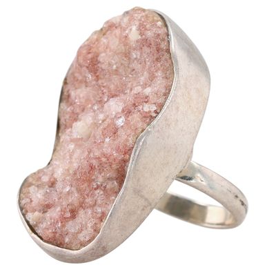 Sale Photo Thumbnail #524: Signed Sterling Silver Druzy Amethyst Large Ring Size 7.5g