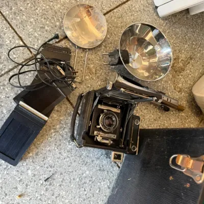 Vintage Graflex Speed Graphic Camera with Kalart Range Finder & Accessories