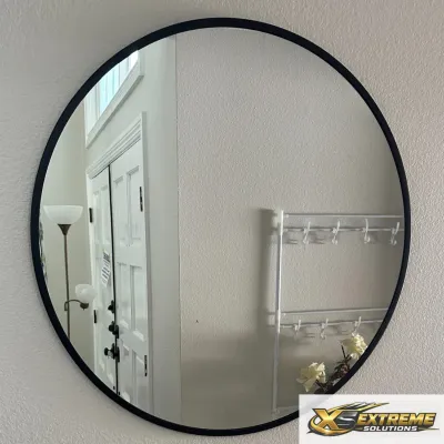 Round Black Frame Wall Mirror