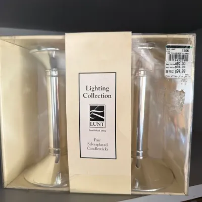 Lunt Silverplated Candlesticks Pair - New in Box