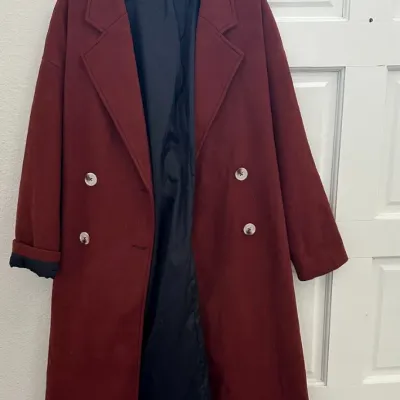 Burgundy Double Breasted Coat