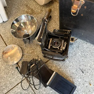 Vintage Graflex Speed Graphic Camera with Kalart Range Finder & Accessories
