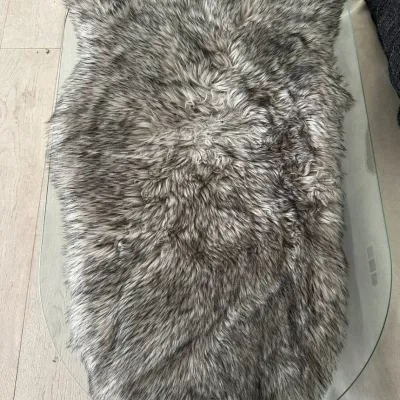 Gray Faux Fur Accent Rug