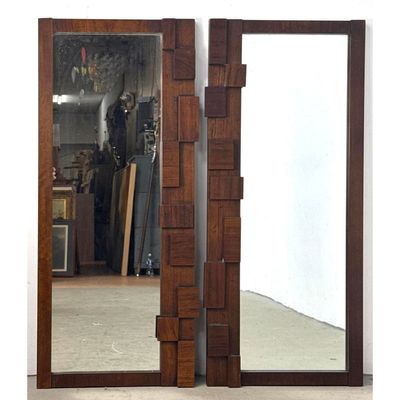 MCM Lane Furniture Brutalist Paul Evans Style Mirrors 1970s. Rectangular, wall or leaning.