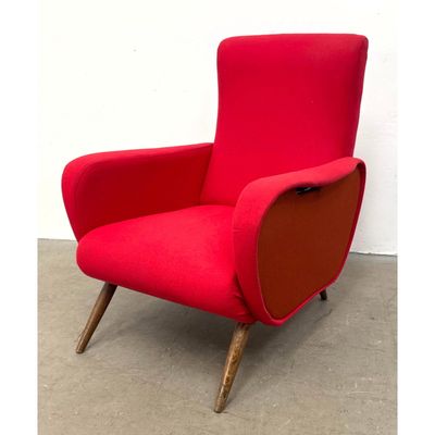 Italian Marco Zanuso Style Lounge Chair Tapered wood Legs.