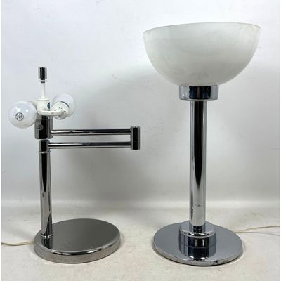 Adjustable Vintage Mid Century Nessen (Marked) Chrome Adjustable Height Swing Arm Table Lamp and Fre