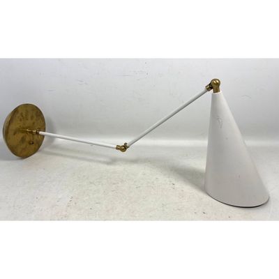 Arteriors Modern Articulating White and Brass Hardwired Wall Sconce SKU ARN 2912WHT