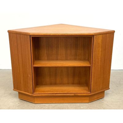 Mid-Century Modern Danish Teak Revolving Corner Bar Cabinet and Bookcase