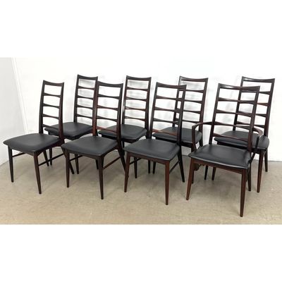 8pc Set Niels Koefoed Ingrid Rosewood Dining Chairs for Koefoed Hornslet. Tall Back chairs.