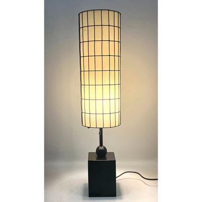 50s Vintage Mid Century  Frederic Weinberg Black Wire Fiberglass Shade Table Lamp.