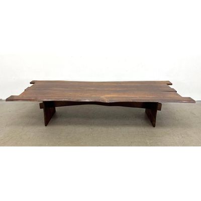 Large Studio Craft Solid Walnut Live Edge Slab Coffee Table. Stepped Ends. Through Tenon Joinery. Un