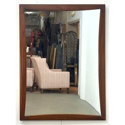 American Modern Walnut Wall Mirror. Shaped frame.