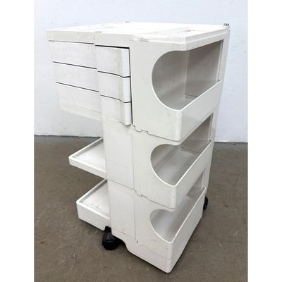 Joe Colombo Boby 3 Portable Storage Trolley Cart by Bieffeplast. White ABS Plastic. Signed and Marke
