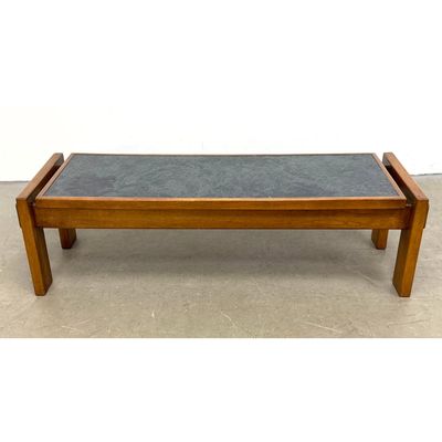 Adrian Pearsall Style Coffee Table.  walnut coffee table with Faux slate laminate top and geometric