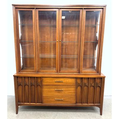 2pc Mid Century Modern Paul Coffey Perspecta China Display Cabinet.  2 Part.