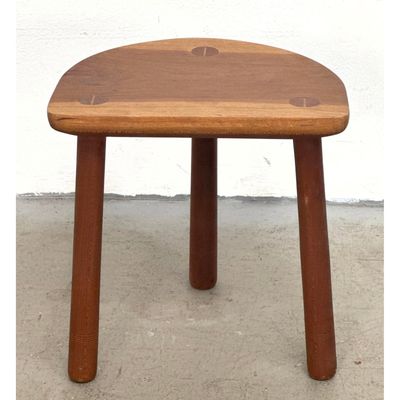 3 Legged Cherry Wood Studio Stool with Wedged Through Tenon Joinery. Hand Incised Mark CWW 1989.