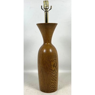 Westwood Industries Mid-Century Modern Turned Oak Wood Table Lamp. Marked. Tony Paul Style