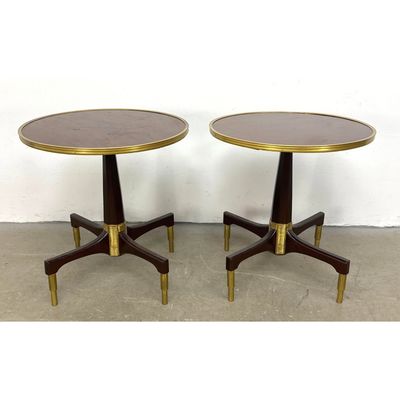 Pair Decorator French Style Side Table Drink Stands. Brass Mountings.