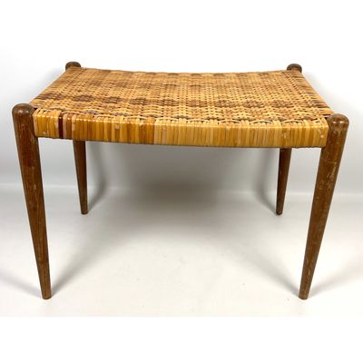 Danish Modern Teak Woven Top Stool.